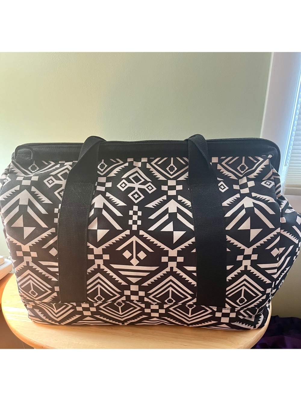 reisenthel Black and White Geometric Patterned Large Tote Bag